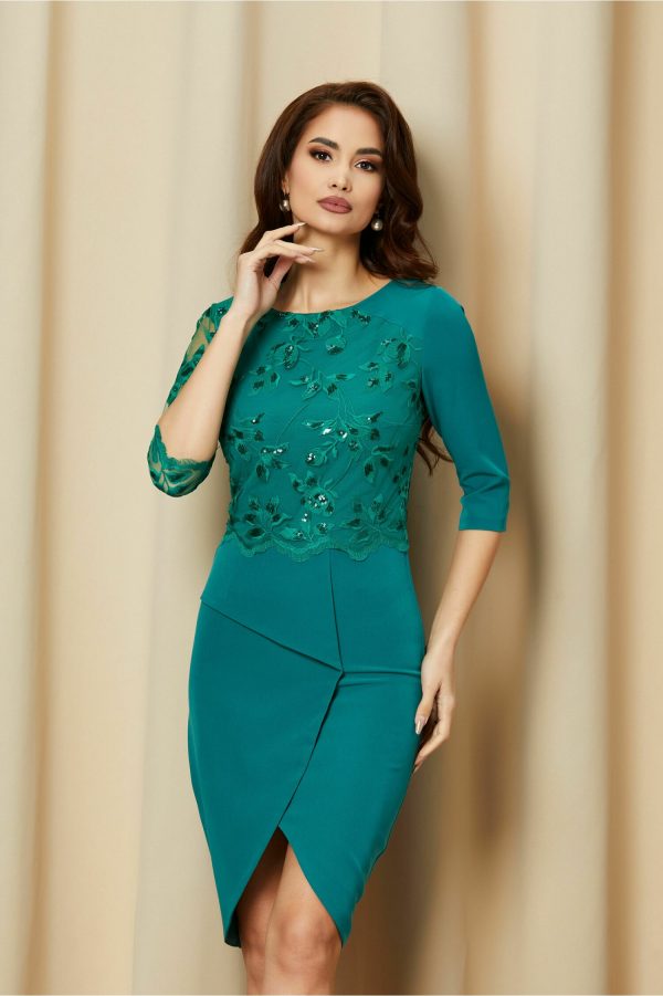 Rochie MBG verde cu paiete la bust
