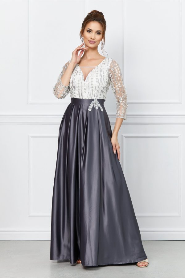 rochie-mella-gri-cu-bust-alb-si-aplicatii-3d-1031121-832635-4.jpeg Rochie Mella gri cu bust alb si aplicatii 3D