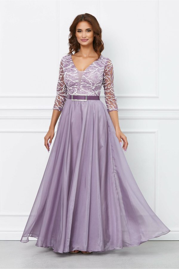 Rochie Mikky lila cu glitter la bust