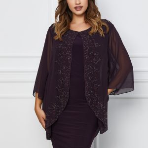 Rochie Miriam mov cu aplicatii stralucitoare