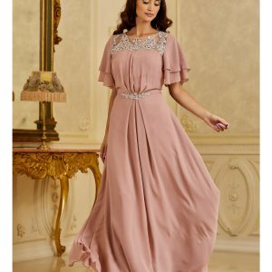 rochie-misha-lunga-roz-cu-dantela-la-decolteu-1044654-843222-4.jpeg Rochie Misha lunga roz cu dantela la decolteu