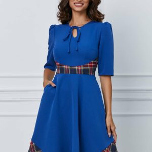 rochie-moze-albastra-cu-carouri-1071882-863934-4.jpeg Rochie Moze albastra cu carouri