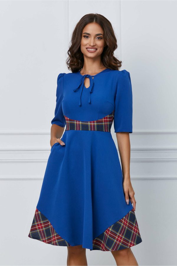 Rochie Moze albastra cu carouri