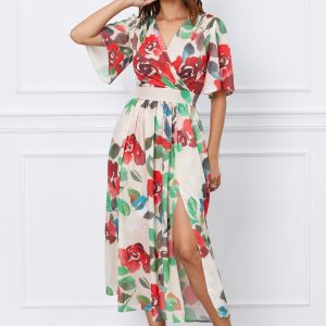Rochie Moze bej cu flori rosii