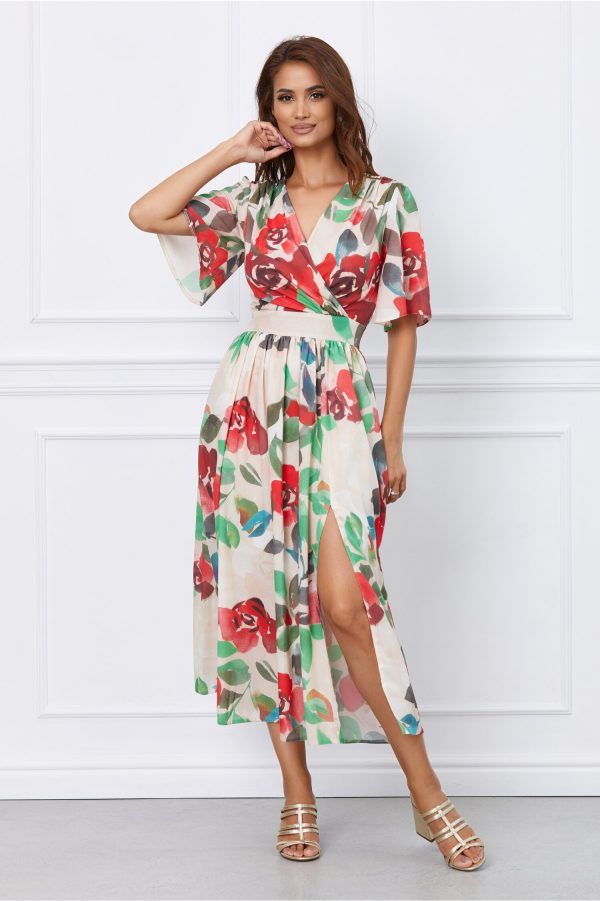 Rochie Moze bej cu flori rosii