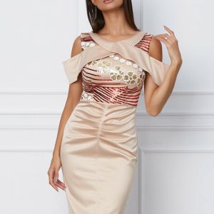 rochie-moze-bej-cu-paiete-rosii-la-bust-1066152-859935-4.jpeg Rochie Moze bej cu paiete rosii la bust