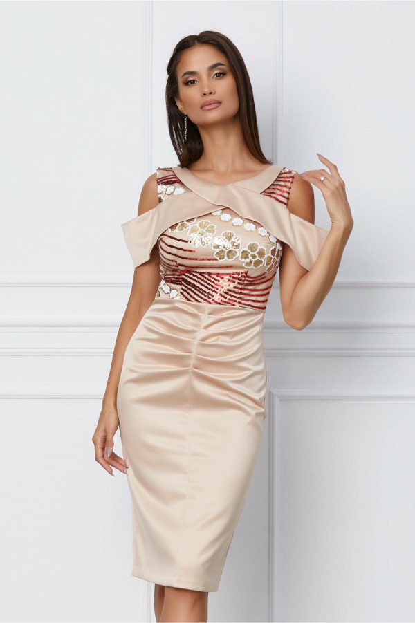 rochie-moze-bej-cu-paiete-rosii-la-bust-1066152-859935-4.jpeg Rochie Moze bej cu paiete rosii la bust