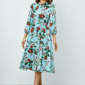 rochie-moze-bleu-cu-imprimeu-floral-1010523-814830-4.jpeg Rochie Moze bleu cu imprimeu floral