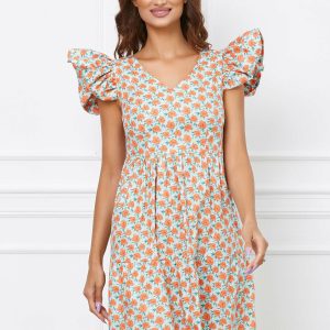 rochie-moze-bleu-cu-imprimeuri-florale-orange-1057068-850266-4.jpeg Rochie Moze bleu cu imprimeuri florale orange