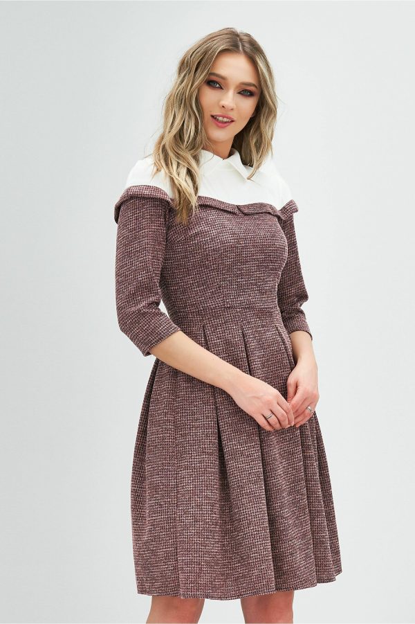 rochie-moze-bordo-cu-imprimeu-pepit-si-guler-alb-995616-802569-4.jpeg Rochie Moze bordo cu imprimeu pepit si guler alb