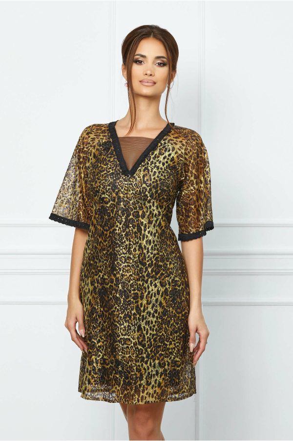 rochie-moze-din-dantela-animal-print-cu-paiete-840489-4.jpeg Rochie Moze din dantela animal print cu paiete