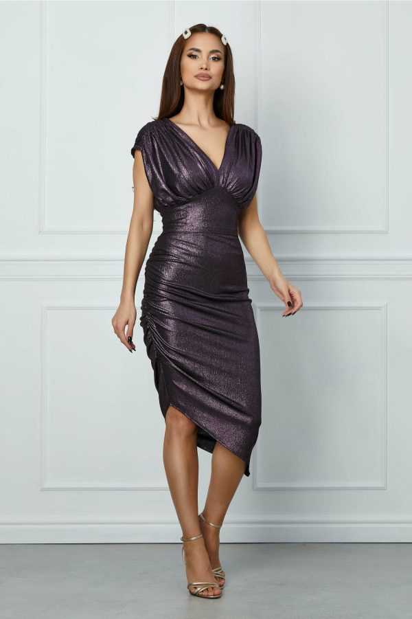 Rochie Moze din lurex mov