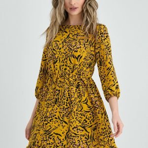 rochie-moze-galbena-cu-imprimeu-negru-1003410-808155-4.jpeg Rochie Moze galbena cu imprimeu negru