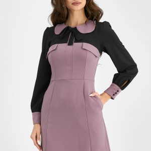 Rochie Moze lila pudrat cu guler rotund