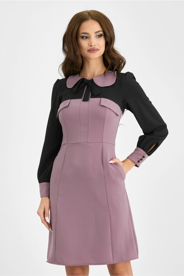 Rochie Moze lila pudrat cu guler rotund