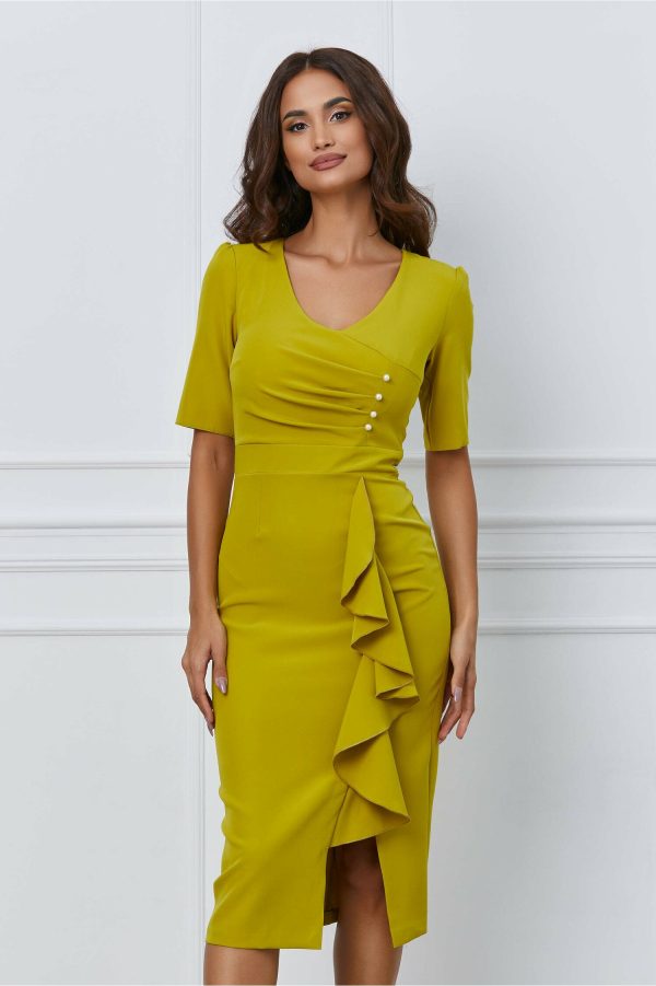 Rochie Moze lime cu perle la bust