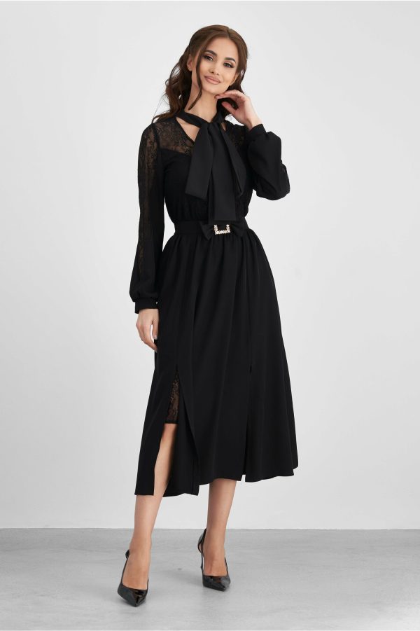 Rochie Moze neagra cu bust din dantela