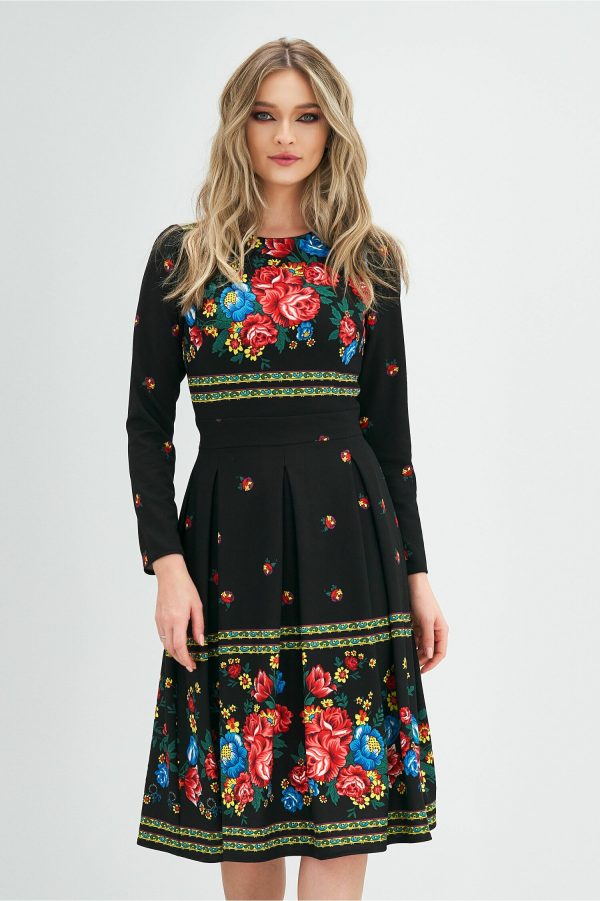 Rochie Moze neagra cu imprimeu floral