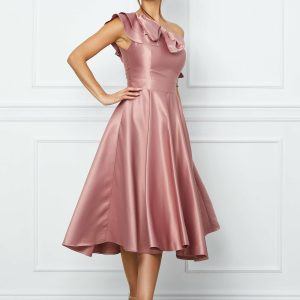 Rochie Moze roz cu funda la decolteu