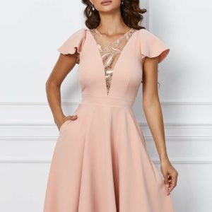 rochie-moze-somon-cu-dantela-la-decolteu-1037478-836907-4.jpeg Rochie Moze somon cu dantela la decolteu