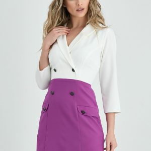 Rochie Moze tip sacou alb-magenta