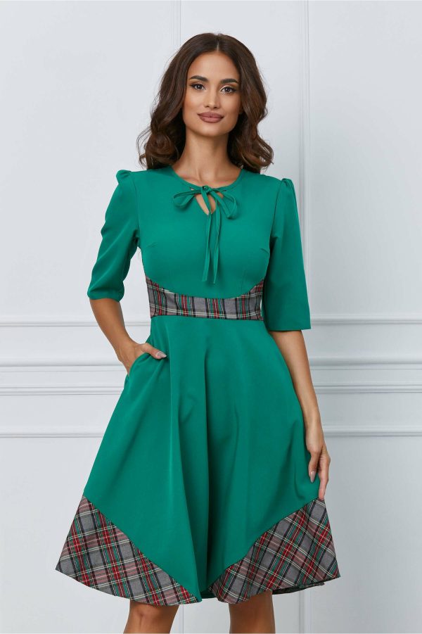 Rochie Moze verde cu carouri