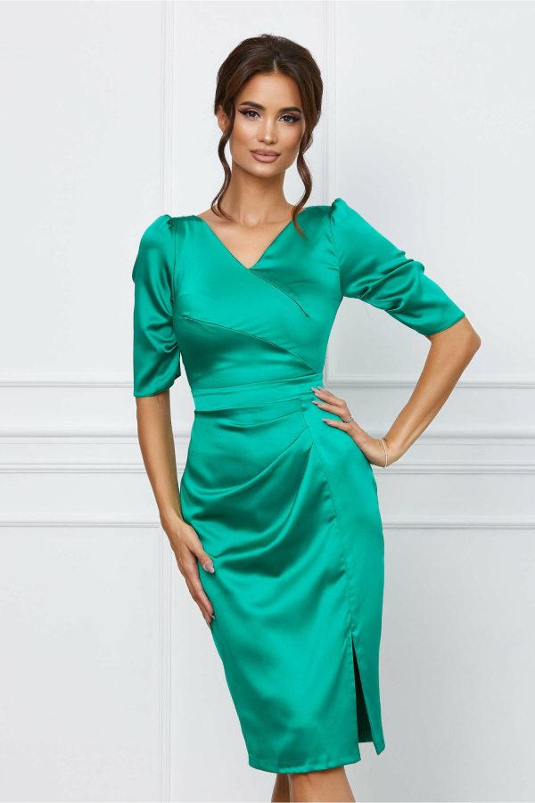 Rochie Moze verde cu fronseuri pe fusta