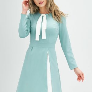 Rochie Moze verde mint cu funda la bust