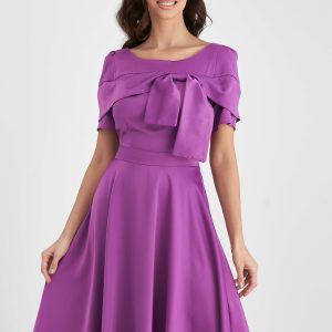 Rochie Moze violet cu funda la bust