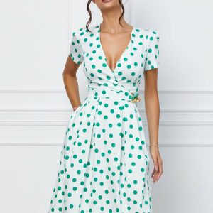 rochie-nadia-alba-cu-buline-verzi-si-aplicatie-metalica-in-talie-1067049-861210-4.jpeg Rochie Nadia alba cu buline verzi si aplicatie metalica in talie