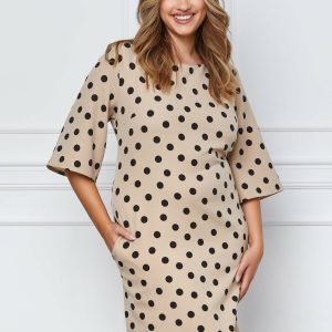 Rochie Nadia bej cu buline negre