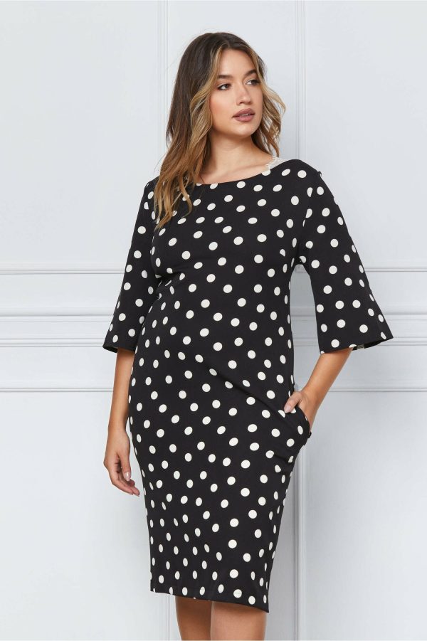 Rochie Nadia neagra cu buline albe