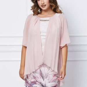 Rochie Natalia roz cu capa din voal