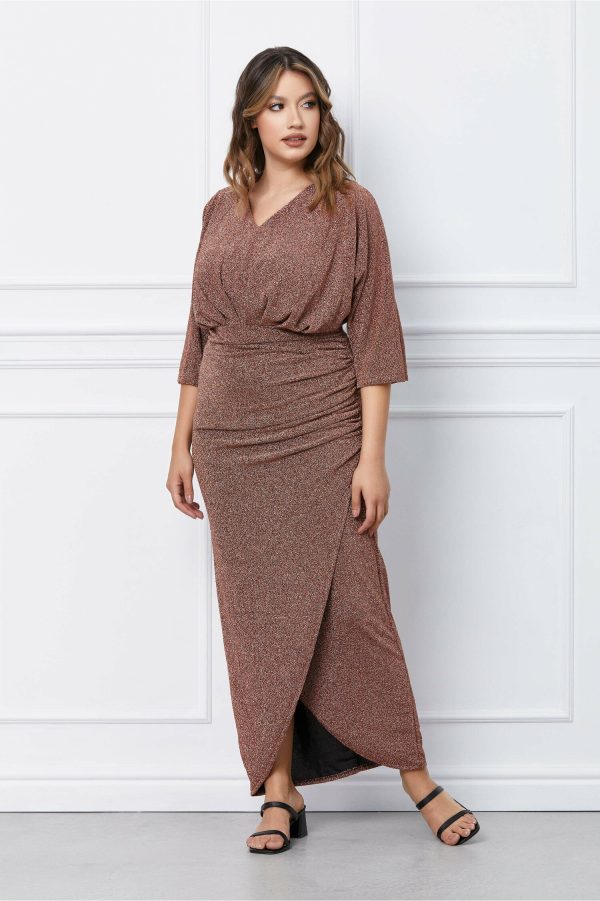 Rochie Pamy aramie din lurex cu fronseu