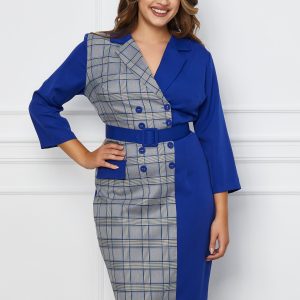 rochie-paula-albastra-cu-carouri-si-curea-in-talie-1075461-868497-4.jpeg Rochie Paula albastra cu carouri si curea in talie