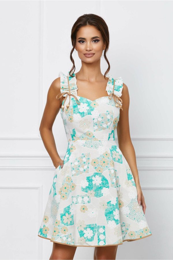 rochie-paula-bej-cu-imprimeu-floral-si-insertii-verzi-1067715-862170-4.jpeg Rochie Paula bej cu imprimeu floral si insertii verzi
