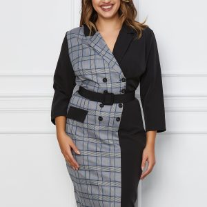 rochie-paula-neagra-cu-carouri-si-curea-in-talie-1075851-868482-4.jpeg Rochie Paula neagra cu carouri si curea in talie