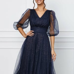 rochie-raluca-bleumarin-din-tulle-cu-insertii-stralucitoare-1067199-860805-4.jpeg Rochie Raluca bleumarin din tulle cu insertii stralucitoare