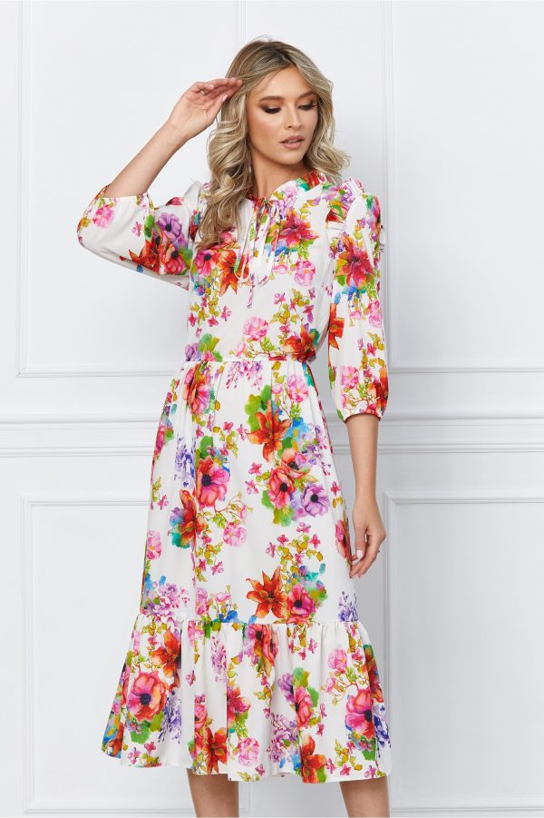 rochie-sara-alba-cu-imprimeuri-florale-colorate-1030683-833088-4.jpeg Rochie Sara alba cu imprimeuri florale colorate