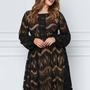 rochie-sara-din-tull-negru-cu-dublura-bej-1072362-864399-4.jpeg Rochie Sara din tull negru cu dublura bej