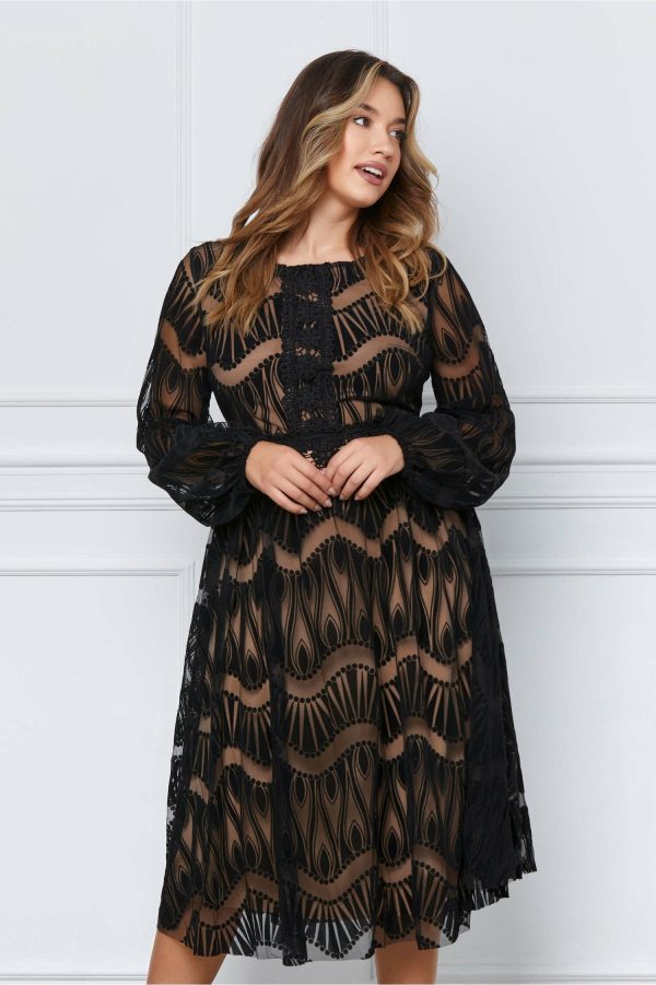 rochie-sara-din-tull-negru-cu-dublura-bej-1072362-864399-4.jpeg Rochie Sara din tull negru cu dublura bej