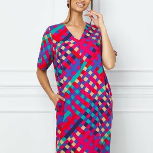 rochie-sara-fucsia-cu-imprimeu-geometric-colorat-1039170-840132-4.jpeg Rochie Sara fucsia cu imprimeu geometric colorat