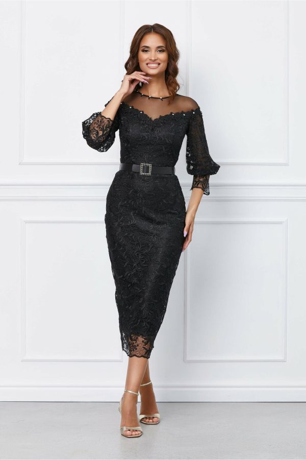 Rochie Sasha neagra din dantela