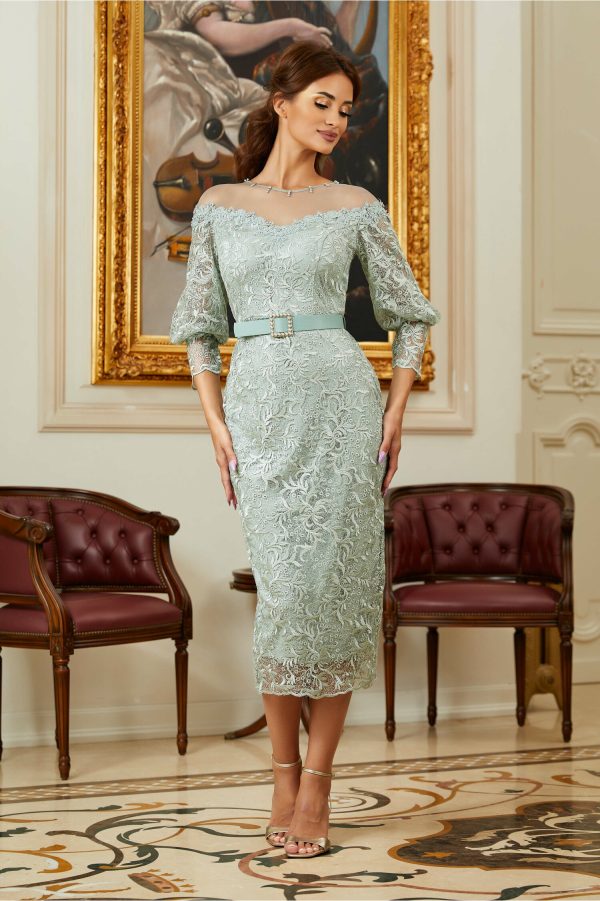 Rochie Sasha verde mint din dantela