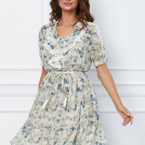 rochie-shana-bej-cu-imprimeuri-si-dantela-1050507-848151-4.jpeg Rochie Shana bej cu imprimeuri si dantela