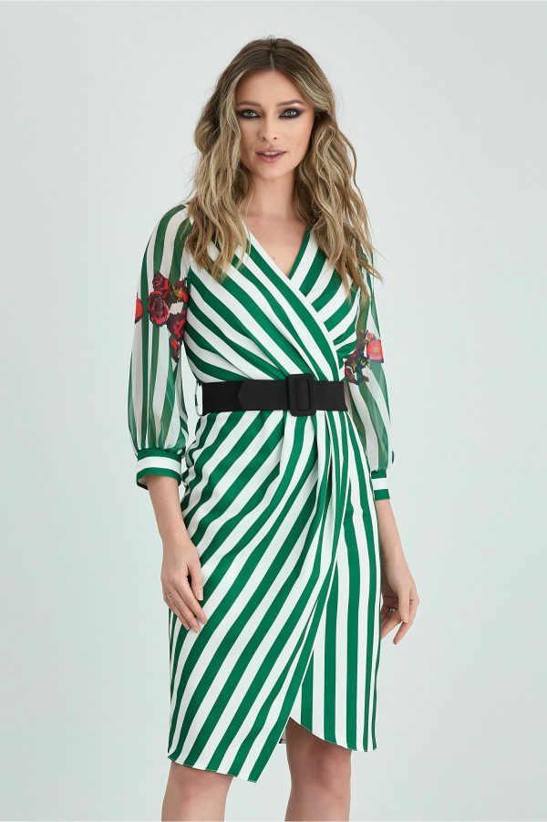 rochie-sima-cu-imprimeu-in-dungi-alb-verde-si-imprimeu-floral-996810-805605-4.jpeg Rochie Sima cu imprimeu in dungi alb-verde si imprimeu floral