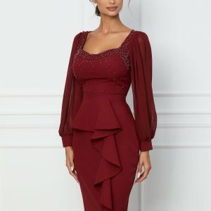 rochie-simona-bordo-cu-perle-la-bust-si-peplum-in-talie-1076031-867288-4.jpeg Rochie Simona bordo cu perle la bust si peplum in talie