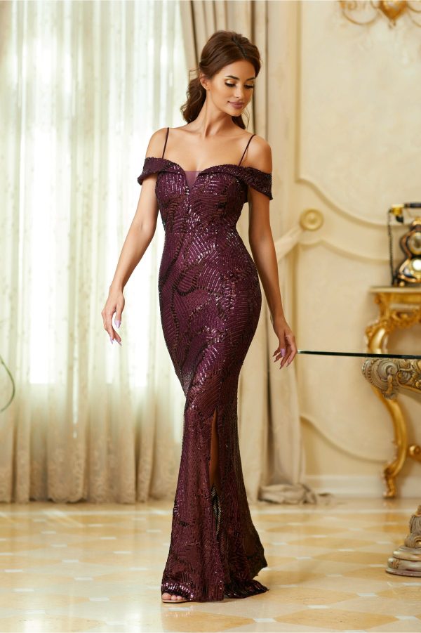 Rochie Simona mov cu paiete