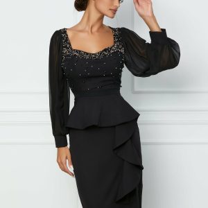 rochie-simona-neagra-cu-perle-la-bust-si-peplum-in-talie-1076067-867258-4.jpeg Rochie Simona neagra cu perle la bust si peplum in talie