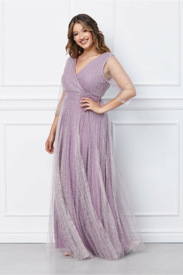 Rochie Sophie lunga lila din fir lurex